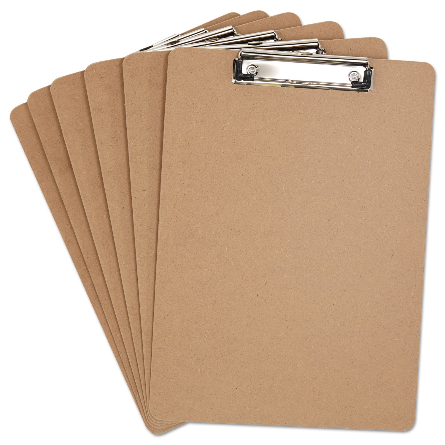 Hardboard Clipboard with Low-Profile Clip, 0.5  Clip Capacity, Holds 8.5 x 11 Sheets, Brown, 6 Pack Online now