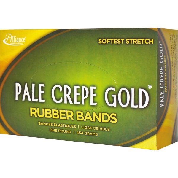 Alliance Rubber 20165 Pale Crepe Gold Rubber Bands - Size #16 - Approx. 2675 Bands - 2 1 2  x 1 16  - Golden Crepe - 1 lb Box For Discount - Image 2