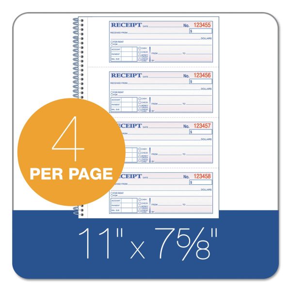 TOPS Money Rent Receipt Book, Two-Part Carbon, 7 x 2.75, 4 Forms Sheet, 200 Forms Total on Sale - Image 2