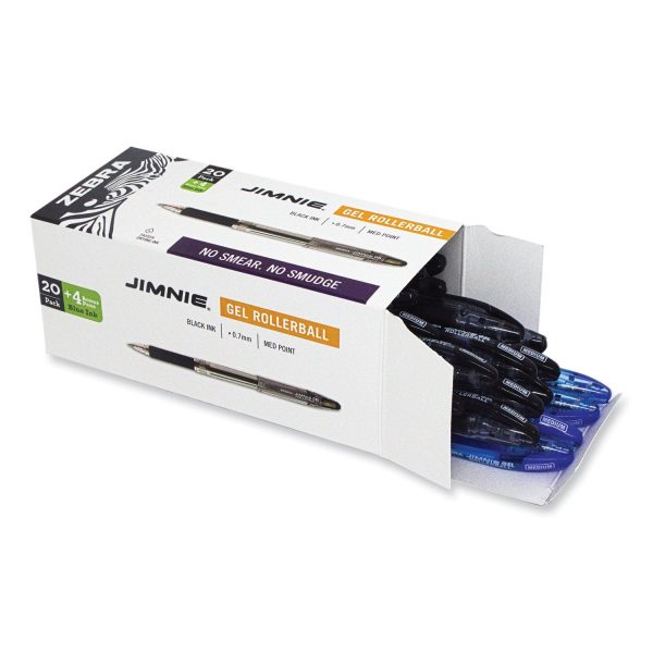 Jimnie Gel Pen Value Pack, Stick, Medium 0.7 mm, Black Ink, Clear Black Barrel, 24 Box For Discount - Image 3