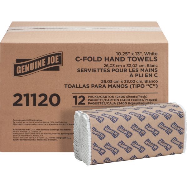 Genuine Joe C-Fold Paper Towels - 1 Ply - C-fold - 13  x 10  - White - Absorbent, Embossed - For Washroom, Restroom, Public Facilities - 200 Per Pack - 12   Carton Online