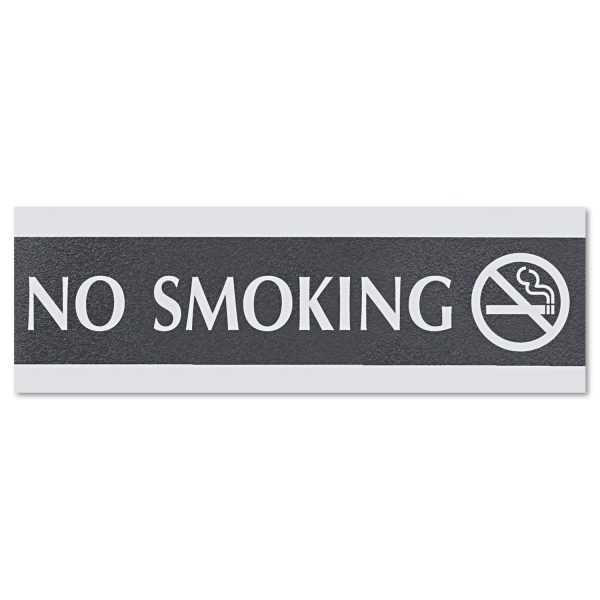 Century Series Office Sign, NO SMOKING, 9 x 3, Black Silver Online Sale
