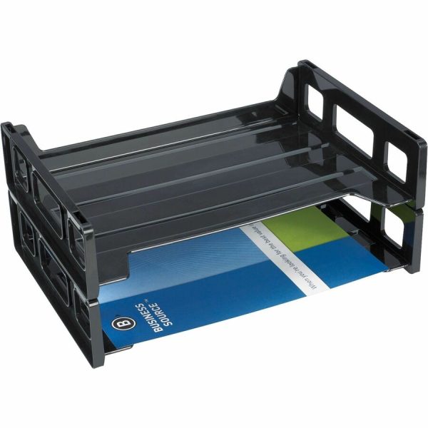 Business Source Side-loading Stackable Letter Trays - Desktop - Stackable - 20% Recycled - Black - 1 Each For Cheap - Image 2